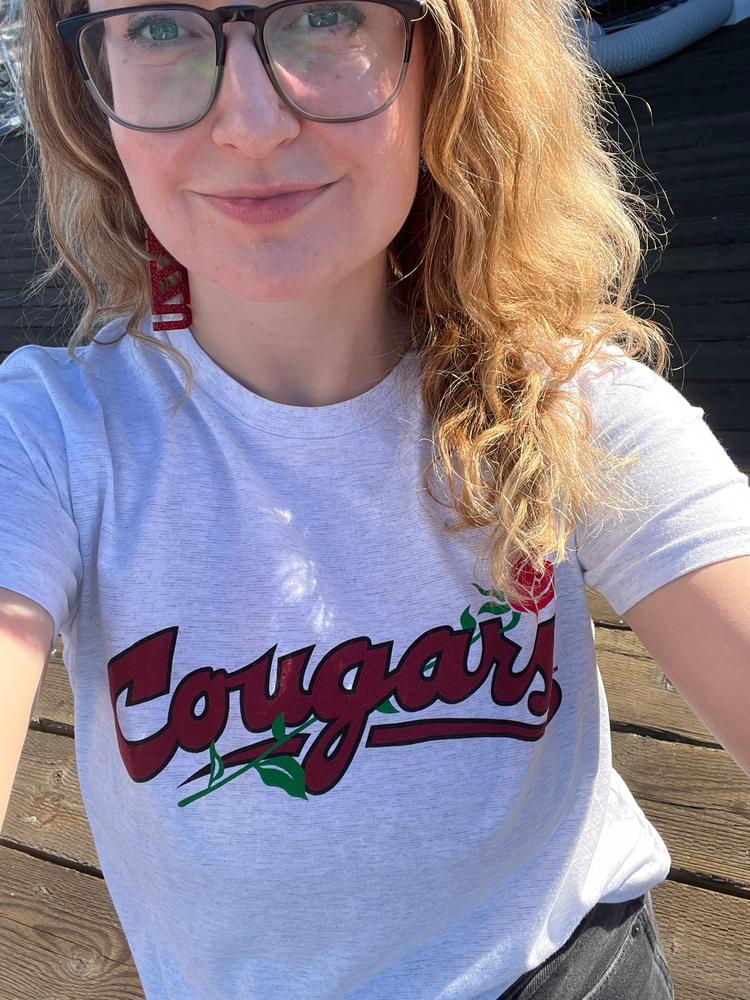 WSU Cougars Retro Script With Rose Tee - Customer Photo From Rachelle