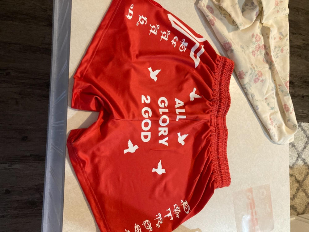 Primary Red Core Fight Shorts (5"&7“ Inseam) - Customer Photo From Jessica Batross