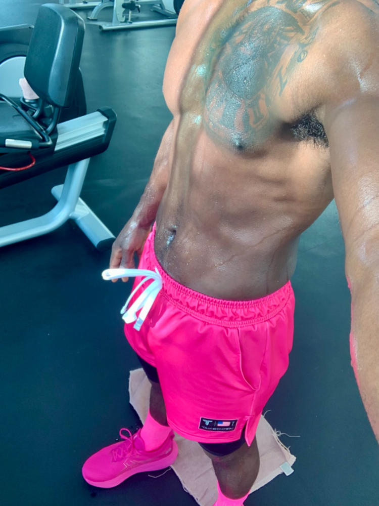 Pop Pink Core Gym Shorts (5"&7" Inseam) - Customer Photo From Tyrek Rouse