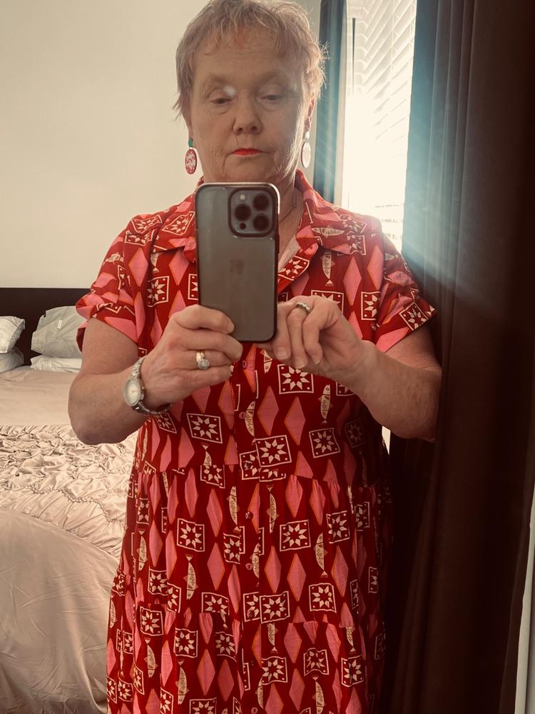 Betty Basics Copacabana Shirt Dress Sardina Geo Print - Customer Photo From Joanne Le Brun