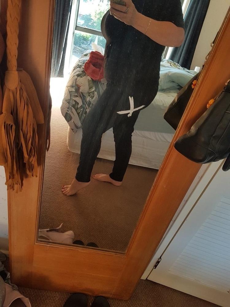 Home-Lee Apartment Pants Black with White X - Customer Photo From Karen Digby