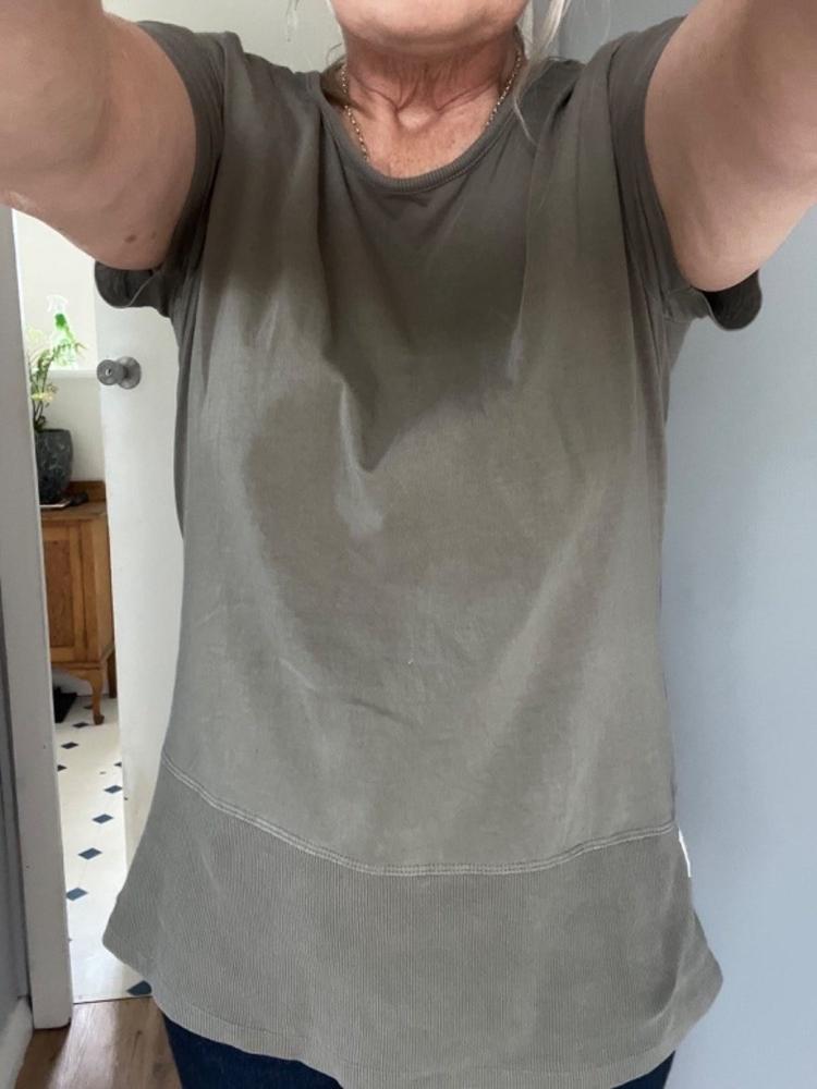 Elm Rib Short Sleeve Tee Washed Khaki - Customer Photo From Melissa Allomes