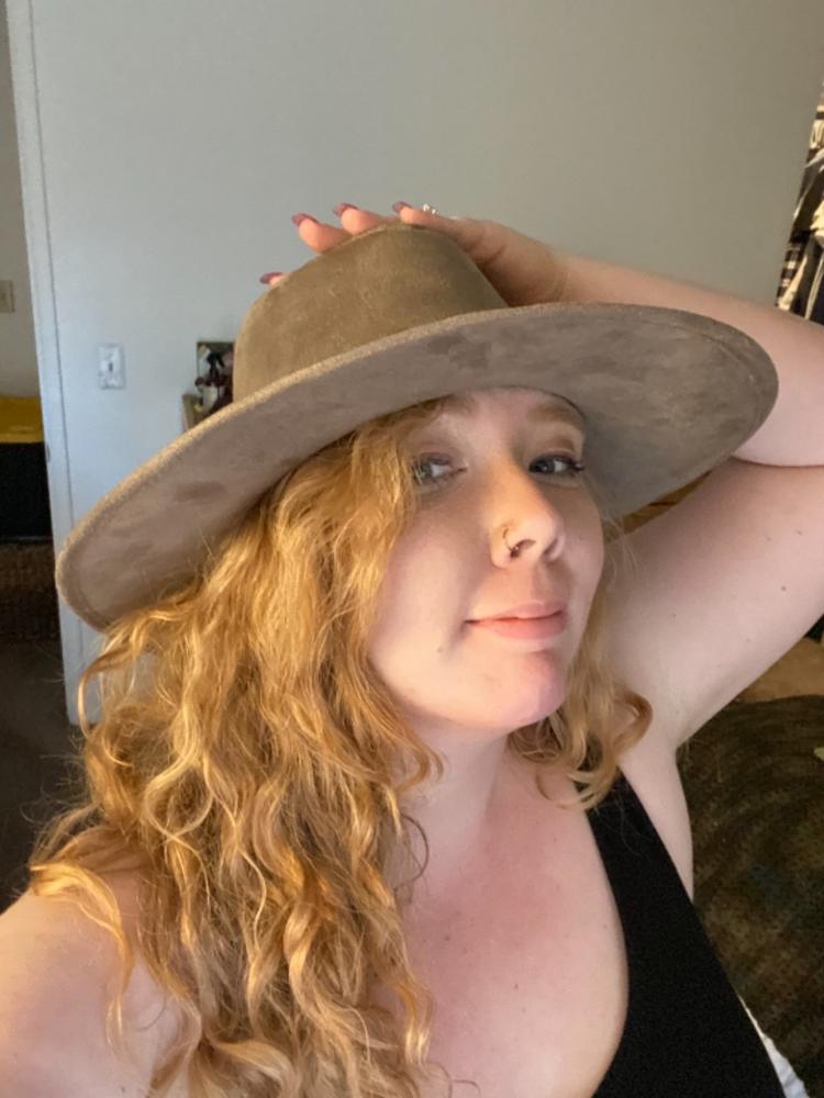 Coachella Black Fedora Hat For Women Suede 3-Inch Wide Brim UPF 50+ - Customer Photo From Katie E.