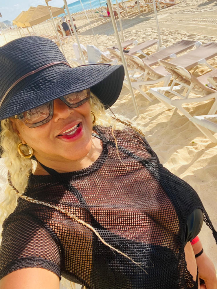 Ribbon Braid Womens Floppy Beach Hat - Customer Photo From Denise Sanders