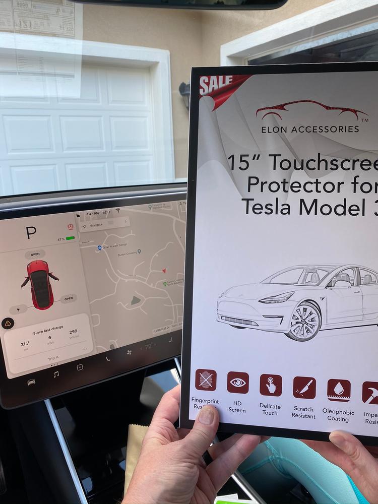 [Version 2] Premium Quality Touch Screen Protector for Tesla Model Y and Model 3 - Customer Photo From Tim