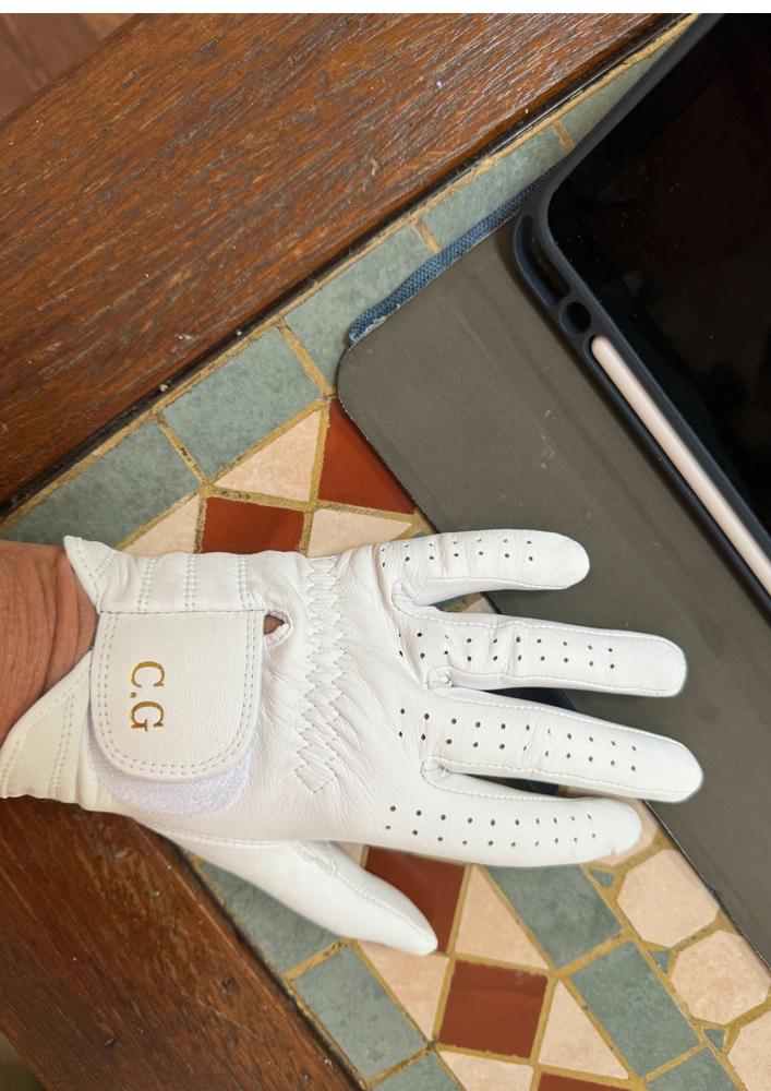 Personalised Premium Cabretta Leather Golf Glove (LADIES) - White - Customer Photo From Catherine Gray