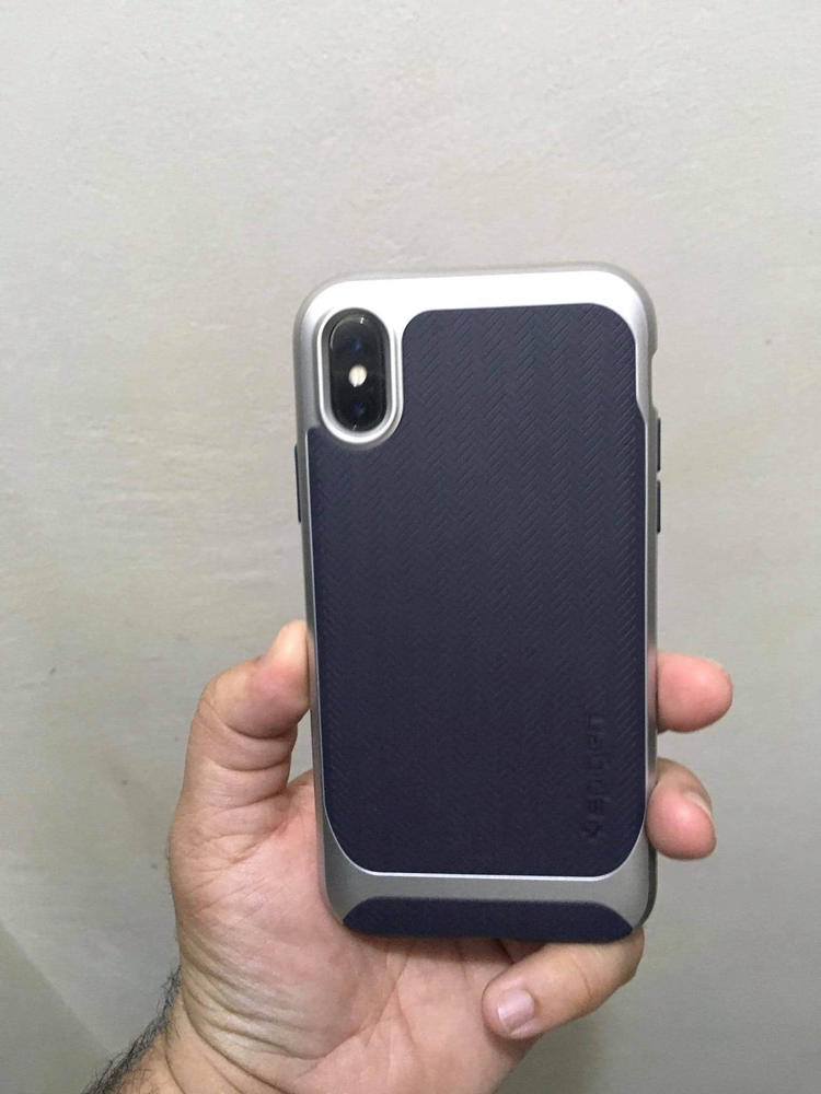 Apple iPhone X Original Spigen Case Neo Hybrid - Satin Silver - Customer Photo From Najam Ul haq
