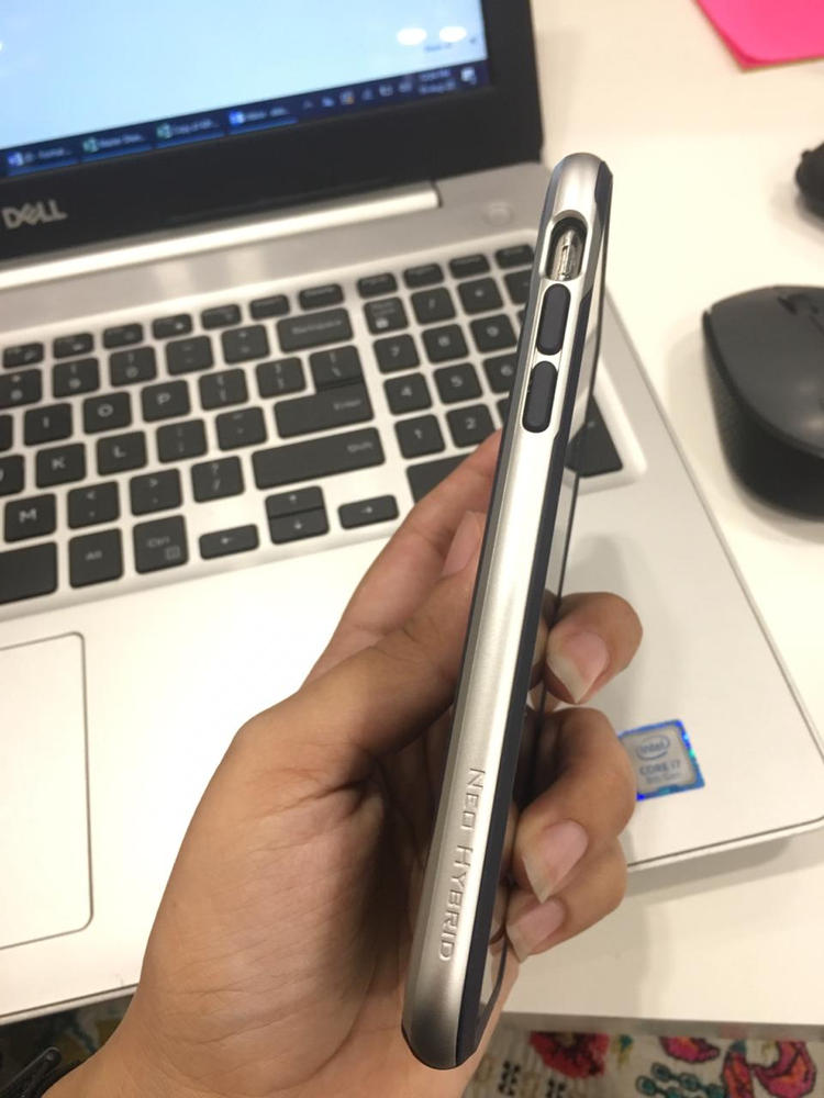 Apple iPhone X Original Spigen Case Neo Hybrid - Satin Silver - Customer Photo From Abeera Salman