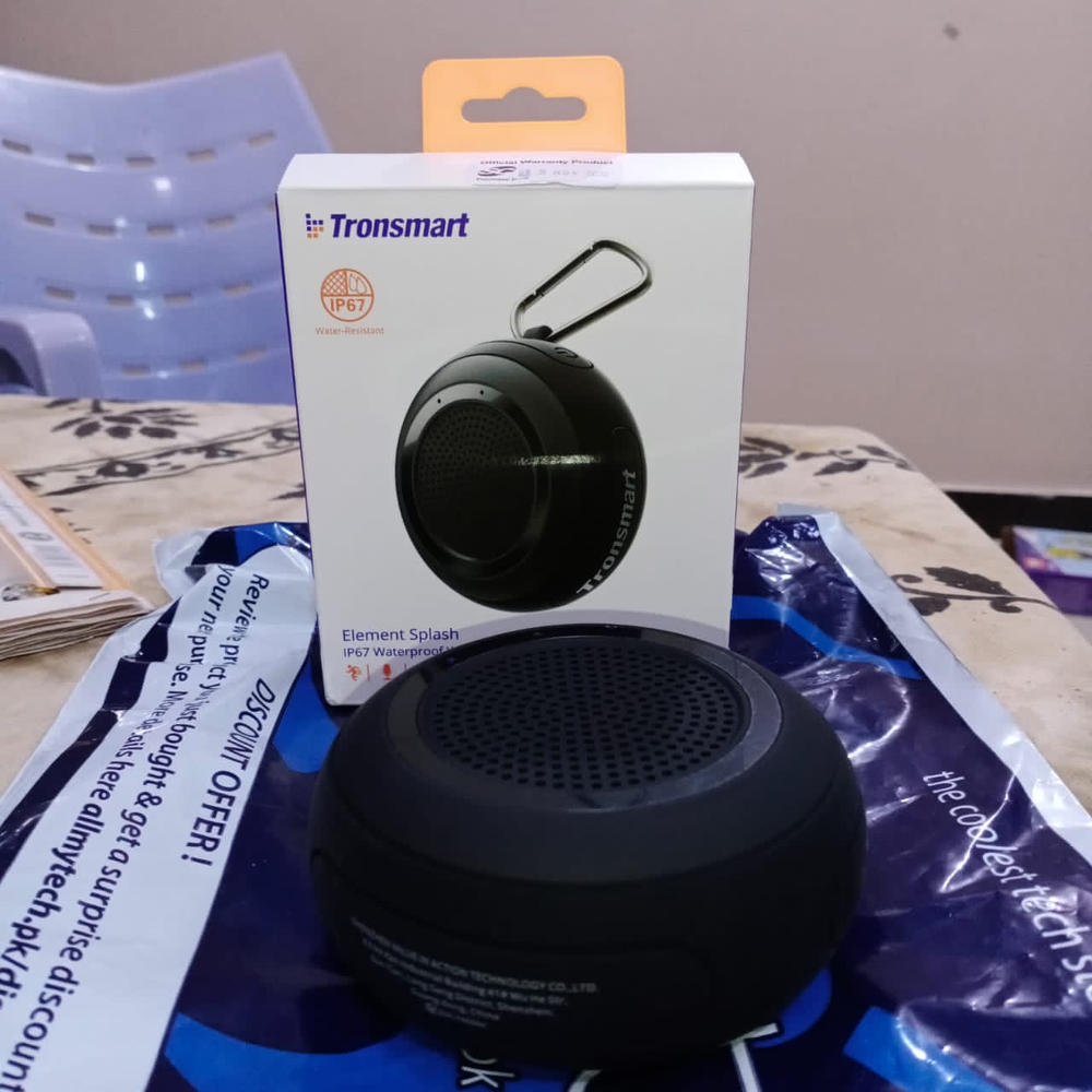 Tronsmart Splash Wireless Bluetooth Speaker, IP67 Waterproof , 10-Hour Playtime, Enhanced Bass, Built-in Mic, True Wireless Stereo - Black - Customer Photo From Raza Abbas