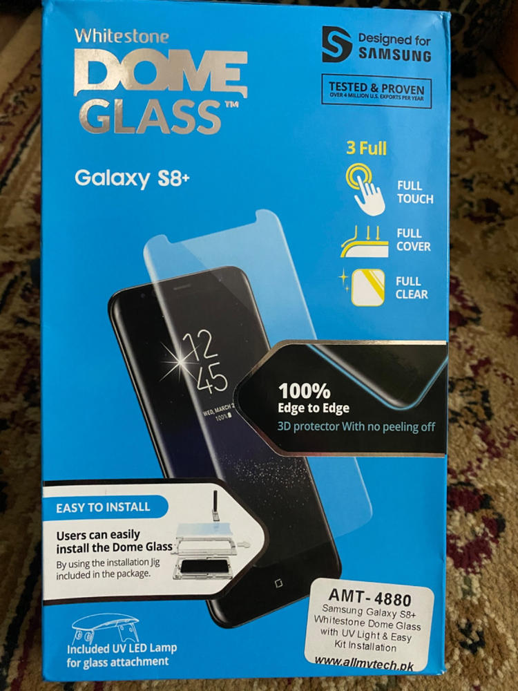 Galaxy S8 Plus Whitestone Dome Glass with UV Light & Easy Install Kit. - Customer Photo From Arsam Imran Virk Virk
