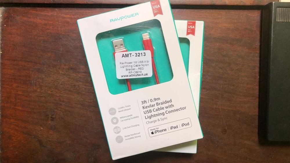 Braided Lightning Cable MFi Certified - 1 M - 3 Feet - Red - RP-CB019 by Ravpower - Customer Photo From Hamza Sohail