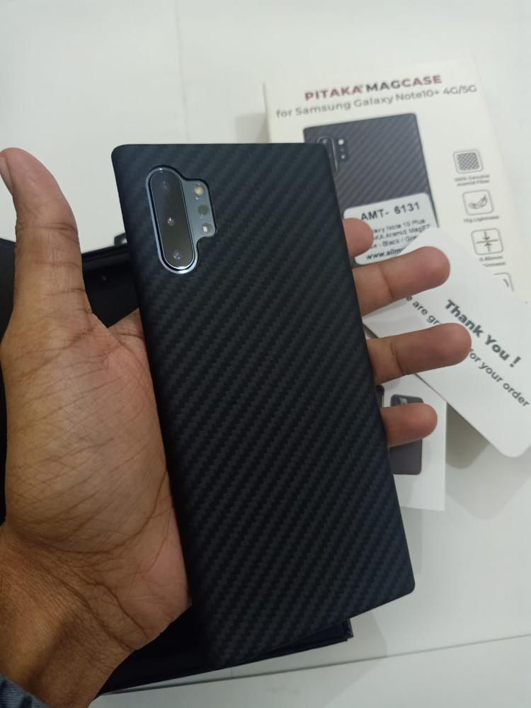 Galaxy Note 10 Plus Aramid MagEZ Case by PITAKA - Black / Grey Twill - Customer Photo From Ibrahim Haider