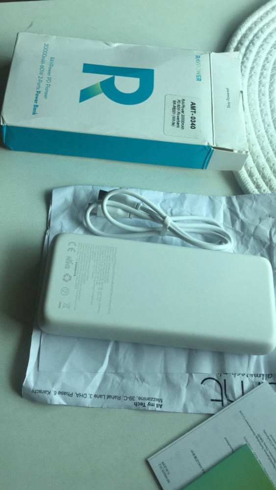 Portable Charger RAVPower 20000mAh 60W PD 3.0 USB C Power Bank for Laptop & Phones Charging - RP-PB201 - White - Customer Photo From Nida Farooqui