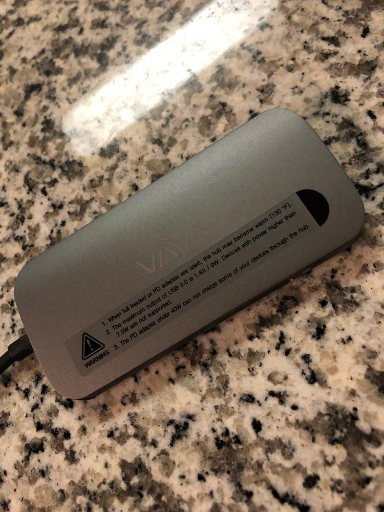VAVA USB C Hub 9-in-1 USB C Adapter with Ethernet Port, PD Power Delivery, 4K USB C to HDMI, USB 3.0 Ports, Audio Port, SD/TF Card Reader for MacBook/Pro/Air (Thunderbolt) � Space Gray � VA-UC006 - Customer Photo From Amazon Reviews