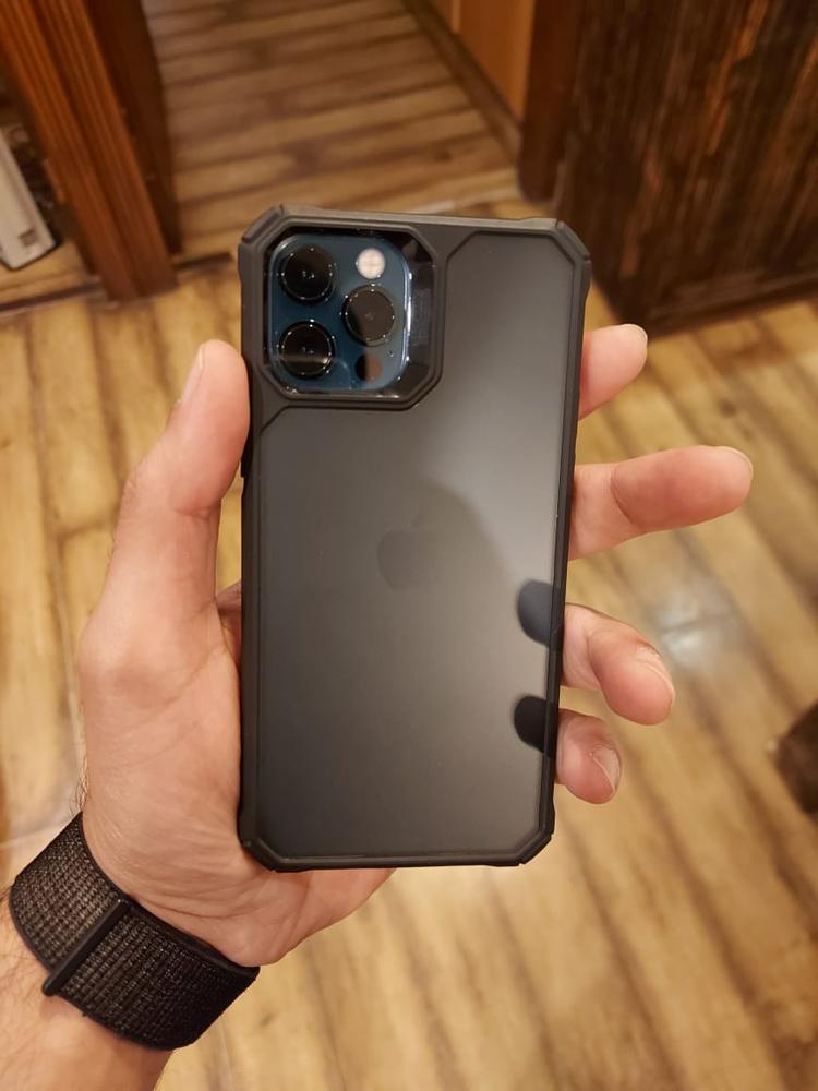 Apple iPhone 12 / iPhone 12 Pro Air Armor Rugged TPU Case - Translucent Black - Customer Photo From Bilal