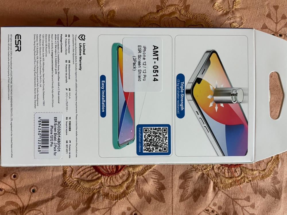 Apple iPhone 12 / iPhone 12 Pro Screen Shield Glass Protector 2 PACK with Easy Installation Frame by ESR - Customer Photo From Muhammad Irshad