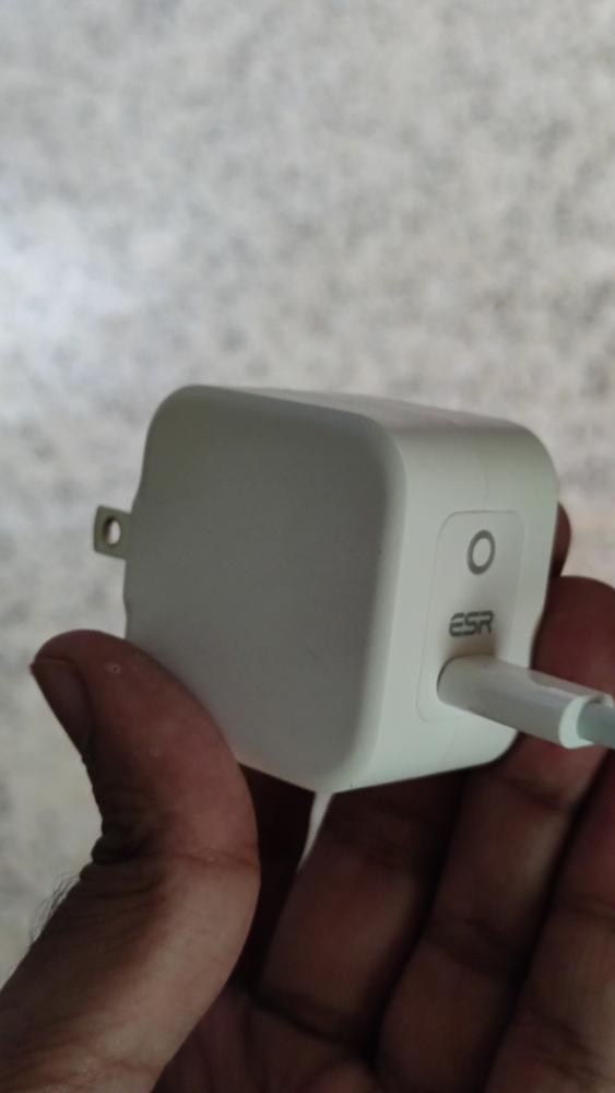 iPhone 13 / iPhone 12 20W Mini PD Charger Fast Charging Adapter by ESR - White - US Foldable Plug - Customer Photo From Bilal Un Nabi Khan