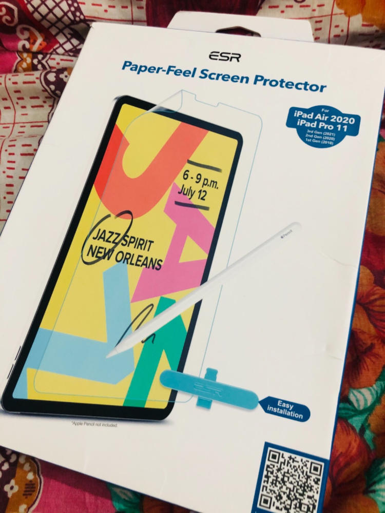iPad Air 4 2020 / iPad Pro 11 2021, 2020, 2018 Paper Feel Clear Matte Film with Support for Apple Pencil, Write & Draw Like on Paper by ESR - Also for iPad Pro 11 2021, 2020 & 2018 - 1 PACK - Customer Photo From Hasnain Raza