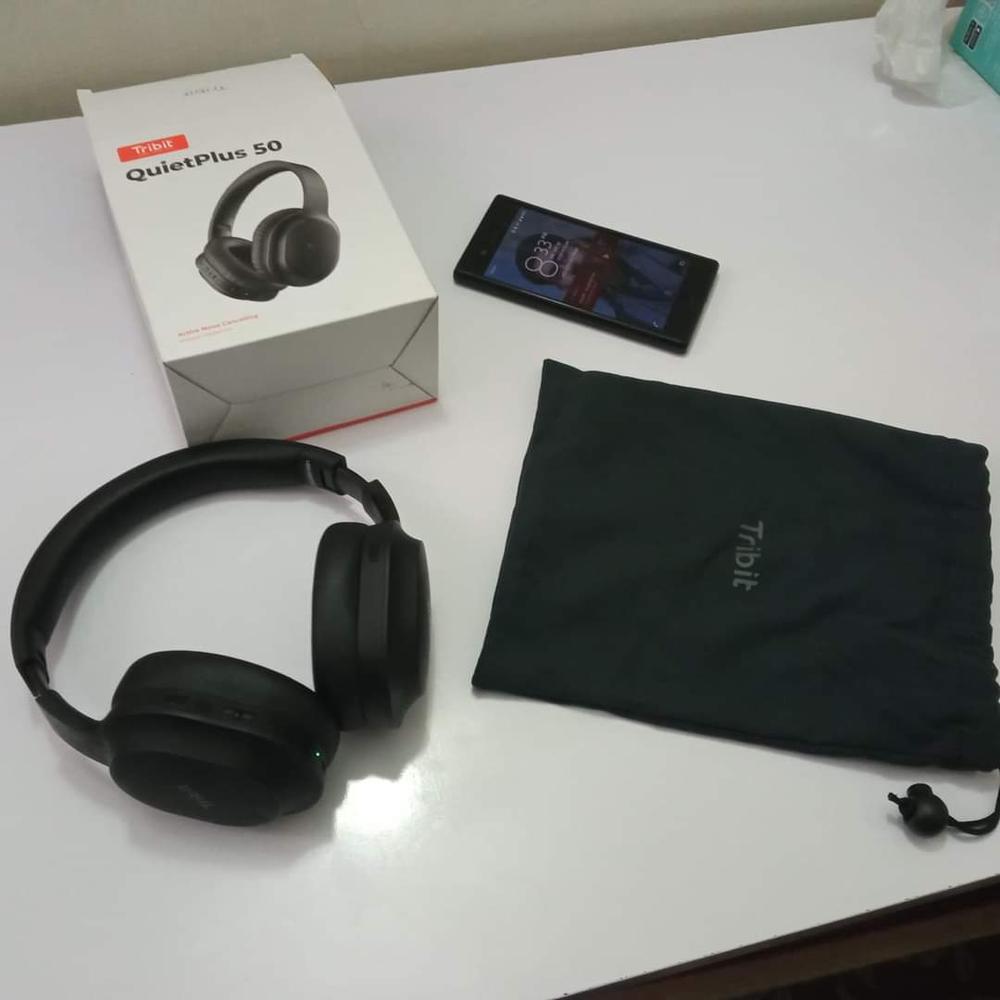 Tribit QuietPlus 50 Bluetooth Headphones, Active Noise Cancelling Headphones with 30H Playtime, Bluetooth 5.0, Hi-Fi Stereo and Soft Earpads, Built-in CVC8.0 Mics, Foldable for Travel/Home/Office - Black - Customer Photo From Ahsan Malik