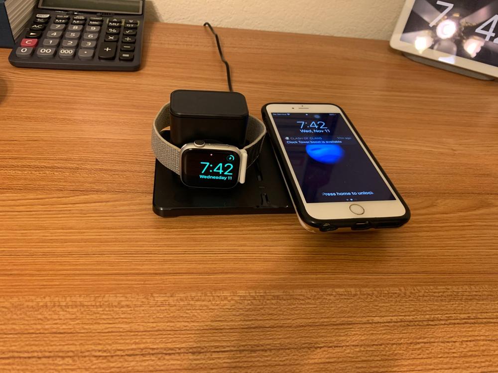 ESR 2 in 1 Wireless Charging Station [Detachable Smartwatch Charging Stand] [15W Qi Fast Charger] Dual Wireless Charging Station Compatible with iPhone 12 - Customer Photo From Amazon Reviews