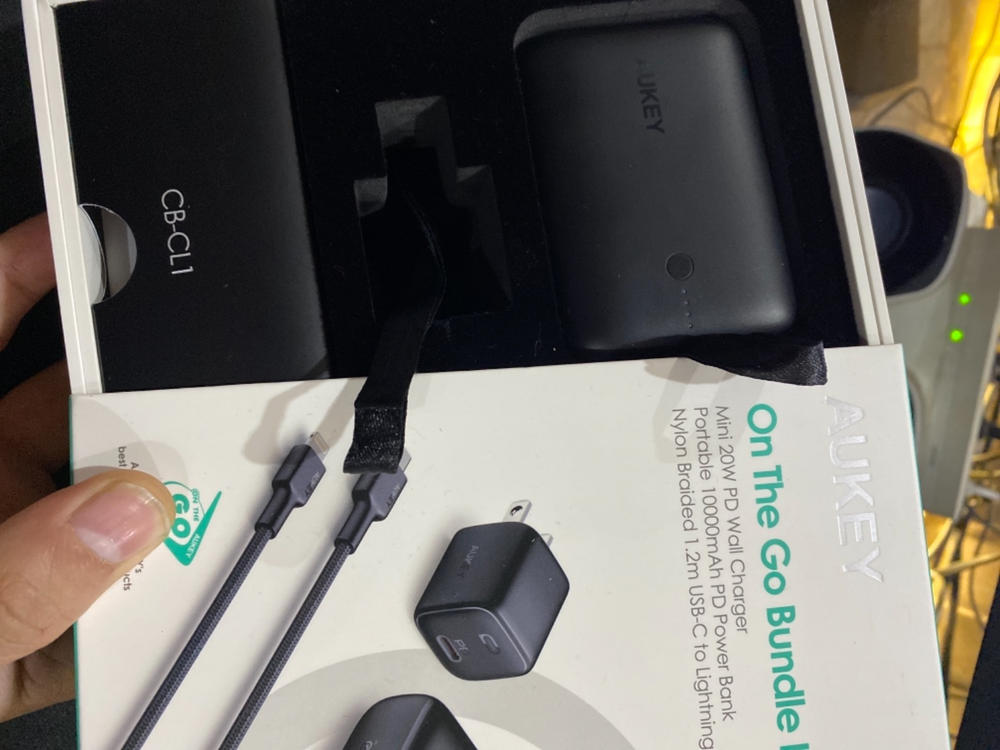 Aukey TK-2 iPhone 12 Bundle, Omnia Mini 20W USB C Charger, 10000mAh Power Bank with 18W PD and Impulse MFi Braided Nylon USB C to Lightning Cable - Black - Customer Photo From Ahmad Sameer