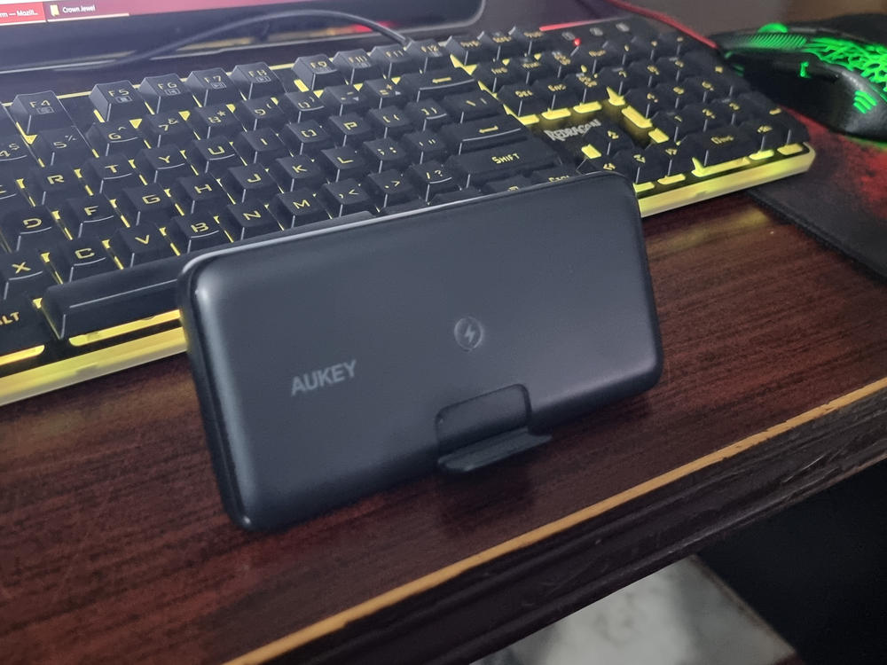 Wireless Portable Charger 20000mAh, AUKEY USB C Power Bank PD 3.0 with Foldable Stand, Quick Charge 3.0 Cell Phone External Battery Pack - PB-WL03S - Gray - Customer Photo From Saqib Ali Saud