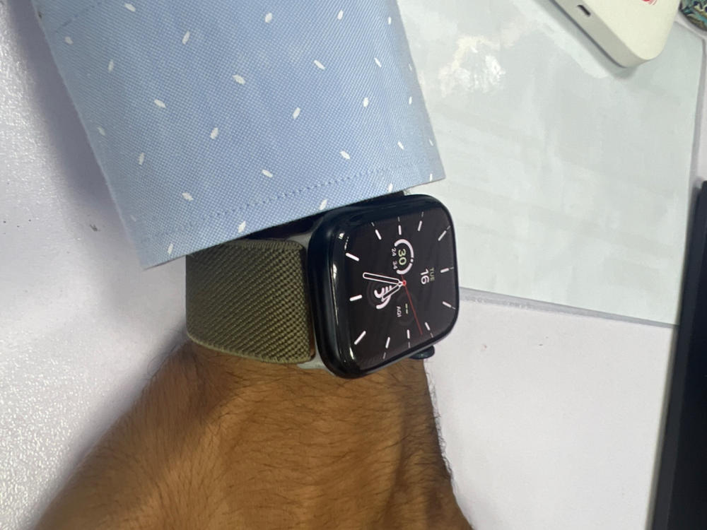Apple Watch Band for 45mm / 44mm / 42mm Lite Fit by Spigen for Models 7/6/SE/5/4/3/2/1 - Khaki Green - AMP02288 - Customer Photo From Khizar Iqbal