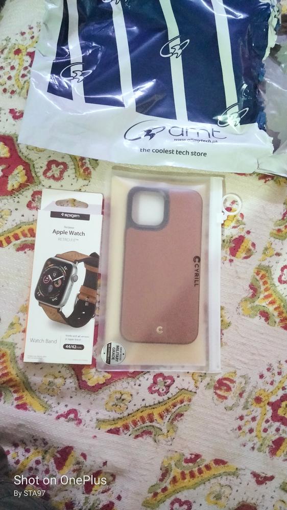 Apple iPhone 12 Pro Max Leather Brick by CYRILL Spigen - ACS01649 - Saddle Brown - Customer Photo From Syed taha ali
