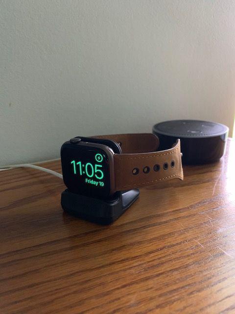 Apple Watch Stand Spigen S350 for 44mm/40mm Series 6/SE/5/4 and 42mm/38mm Series 3/2/1 Compatible with Nightstand Mode � Black - Customer Photo From Amazon Reviews