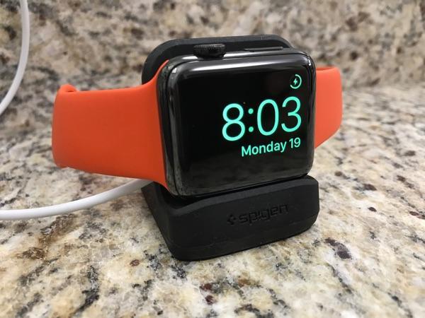 Apple Watch Stand Spigen S350 for 44mm/40mm Series 6/SE/5/4 and 42mm/38mm Series 3/2/1 Compatible with Nightstand Mode � Black - Customer Photo From Amazon Reviews