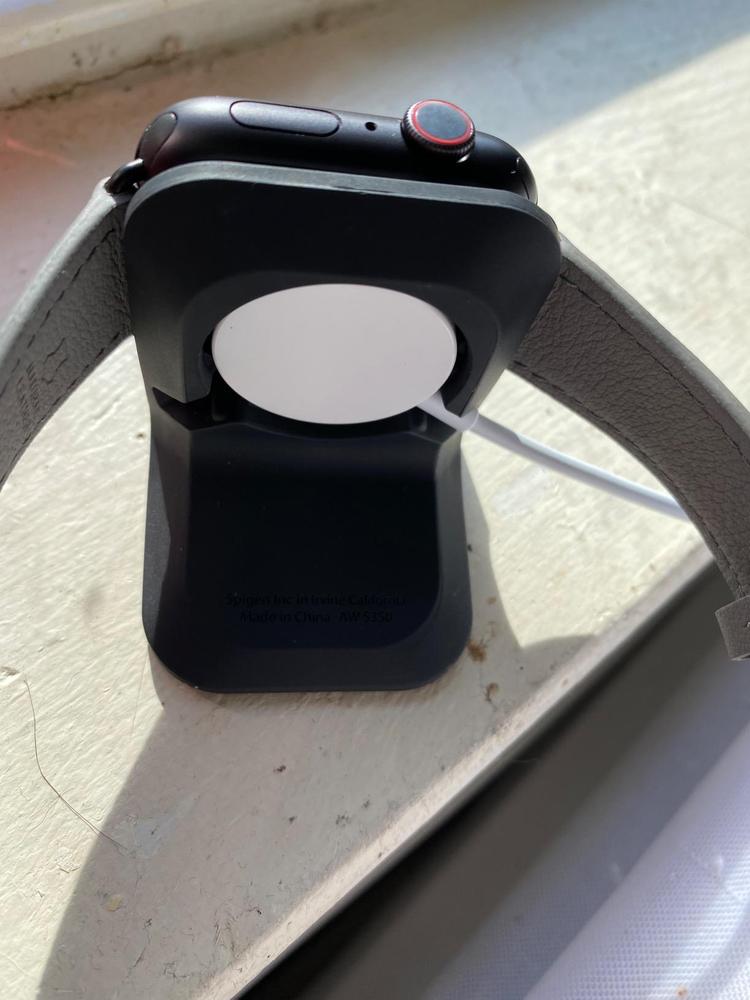 Apple Watch Stand Spigen S350 for 44mm/40mm Series 6/SE/5/4 and 42mm/38mm Series 3/2/1 Compatible with Nightstand Mode � White - Customer Photo From Amazon Reviews
