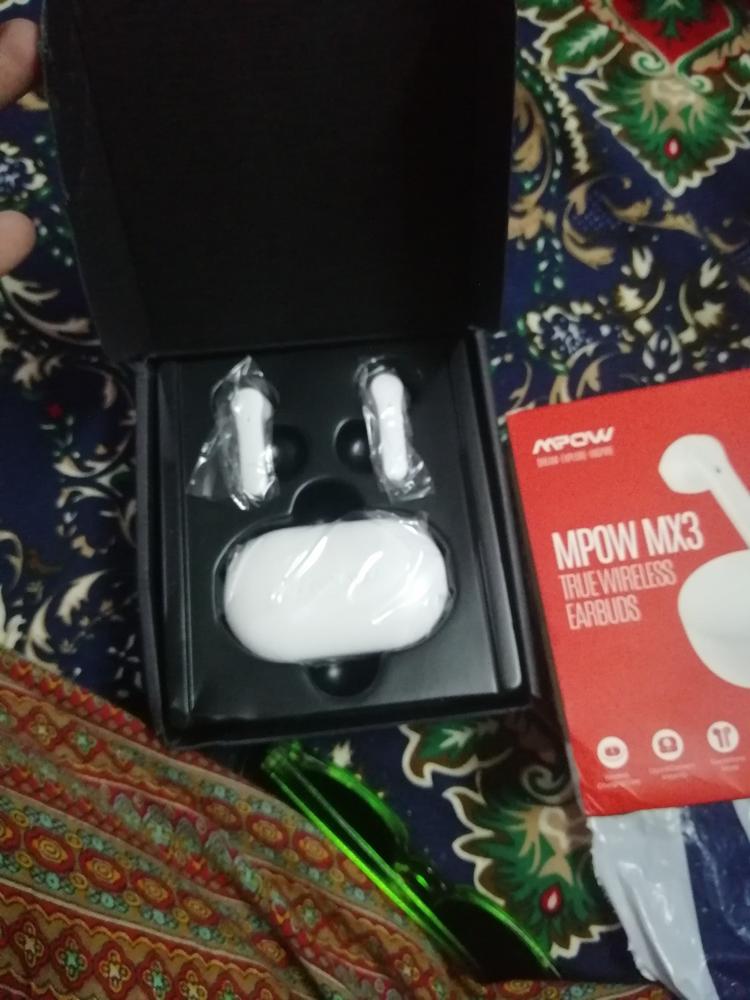 Mpow MX3 Upgraded Bluetooth Earbuds in Ear with Wireless Charging Case/USB-C, Wireless Earphones Hi-Fi Stereo Sound, Bluetooth 5.0 Headphones with Mic, Touch Control/25H/IPX7 for Sports/Work/Commute/3 Modes - White - Customer Photo From Rabia Azhar