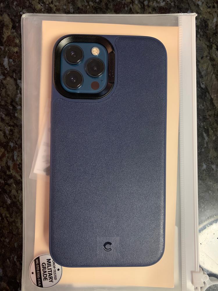 Apple iPhone 12 / 12 Pro Leather Brick by CYRILL Spigen – ACS01735 – Navy Blue - Customer Photo From Amazon Reviews