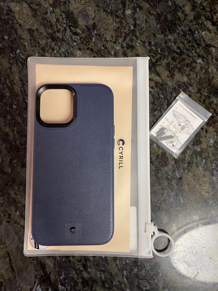 Apple iPhone 12 / 12 Pro Leather Brick by CYRILL Spigen – ACS01735 – Navy Blue - Customer Photo From Amazon Reviews