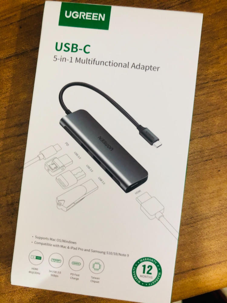 UGREEN USB C Hub 5 in 1 Type C 3.1 to 4K HDMI 3 x USB 3.0 Ports PD Charging Port Multiport Adapter Thunderbolt 3 Dock Station - Silver - 50209 - CM136 - Customer Photo From Hasnain Raza