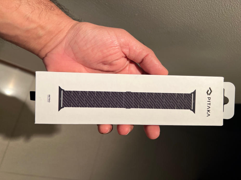Apple Watch Band made from Pure Carbon Fiber for Apple Watch Series 7 45mm / Series 6,5,4 44mm / Series 3,2,1 42mm by PITAKA - Retro - Customer Photo From Kashif Kalim