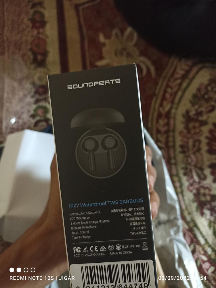 SoundPEATS Mac True Wireless Earbuds, IPX7 Waterproof Bluetooth Headphones, Sports Earphones with Superior Sound, 60 Hrs Playtime, Touch Control, USB-C Charge, Single/Twin Mode, Mini Size (0.12oz) - Black - Customer Photo From Abbas Haider