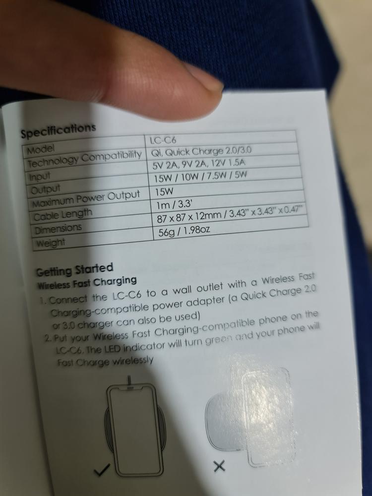 Aukey Graphite 15W Wireless Fast Charger LC-C6 - Customer Photo From Shahzaib ihsan