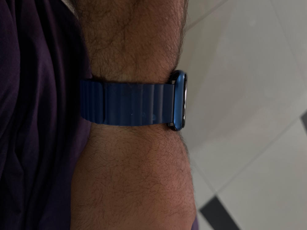 JCPAL FlexForm Magnetic Premium Strap Band for Apple Watch 42 / 44 / 45 mm - Navy Blue - JCP6282 - Customer Photo From Umer 