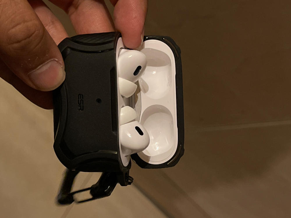 AirPods Pro 2022 / 2019 Case Cyber Armor Tough Case Magsafe compatible Magnetically Locking Lid by ESR -  Black - Customer Photo From Zeeshan 