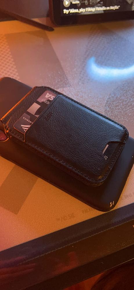 Magsafe Wallet & Stand by ESR made from Vegan Leather by ESR � Black Sheepskin Leather - Customer Photo From Amazon Import