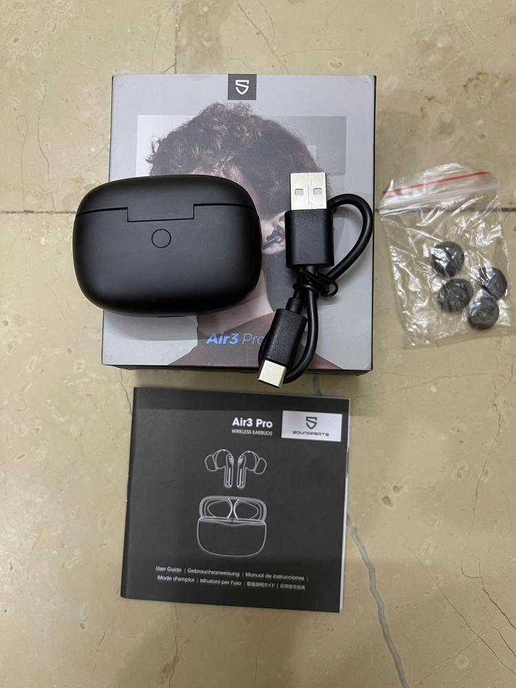 SoundPEATS Air3 Deluxe Wireless Earbuds Bluetooth 5.2 Earphones with QCC3040 aptX-Adaptive, TrueWireless Mirroring, 4 Microphones and CVC 8.0 for Clear Calls, 14.2mm Driver, Total 22Hrs, App Support - Black - BB - Customer Photo From Abdullah Mughal