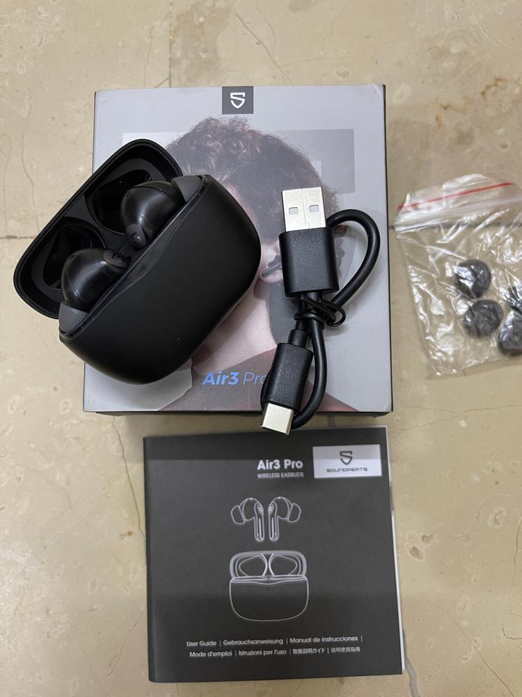 SoundPEATS Air3 Deluxe Wireless Earbuds Bluetooth 5.2 Earphones with QCC3040 aptX-Adaptive, TrueWireless Mirroring, 4 Microphones and CVC 8.0 for Clear Calls, 14.2mm Driver, Total 22Hrs, App Support - Black - BB - Customer Photo From Abdullah Mughal