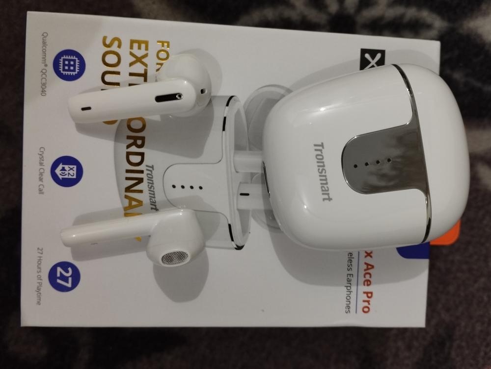 Tronsmart Onyx Ace Pro True Wireless Earphones with Cutting-edge Qualcomm® Chip, Qualcomm® aptX™ Adaptive codec, Crystal Clear Call, Up to 27 Hours of Playtime, Gaming Mode & One-key Recovery - White - Customer Photo From Fazli Karam 