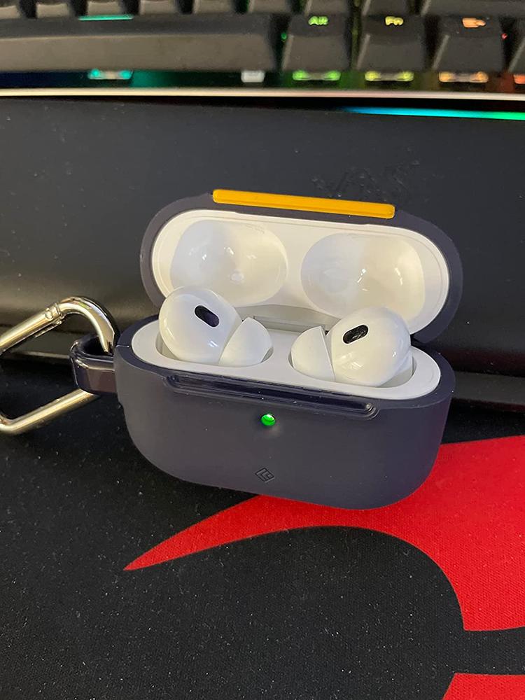 Airpods Pro 2022 NanoPop Dual tone Liquid Silicone Case by Caseology - Blueberry Navy - ACS05426 - Customer Photo From Amazon Import