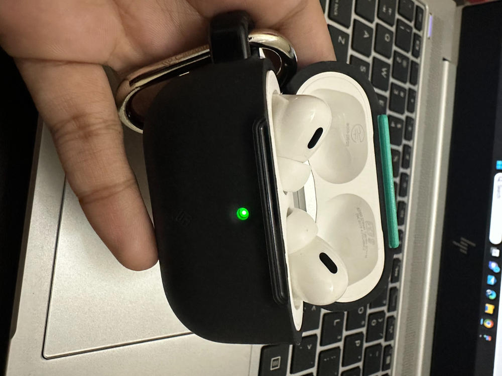 Airpods Pro 2022 NanoPop Dual tone Liquid Silicone Case by Caseology - Prune Charcoal - ACS05427 - Customer Photo From Syeda urooj Sohail