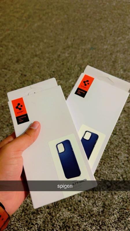 Apple iPhone 14 Pro Max Liquid Air Case by Spigen - ACS04814 - Navy Blue - Customer Photo From Talal khan
