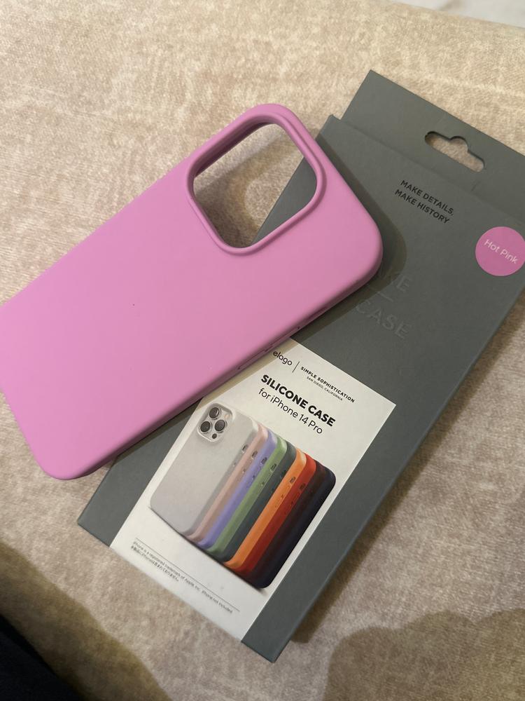 iPhone 14 Pro Liquid Silicon Case by elago Full Body Protective Cover, Shockproof, Slim Phone Case, Anti-Scratch Soft Microfiber Lining - Hot Pink - Customer Photo From Mariam