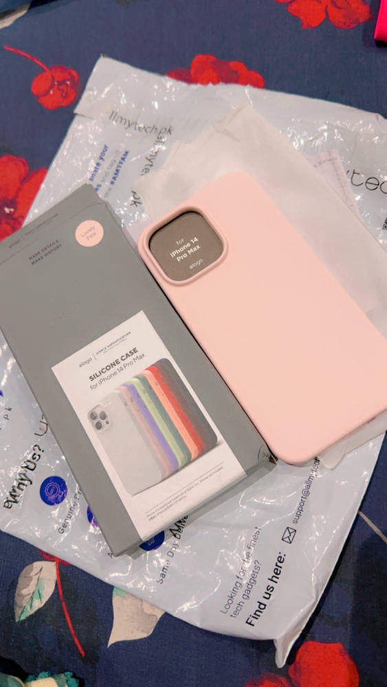 iPhone 14 Pro Max Liquid Silicon Case by elago Full Body Protective Cover, Shockproof, Slim Phone Case, Anti-Scratch Soft Microfiber Lining - Lovely Pink - Customer Photo From Sadiya 