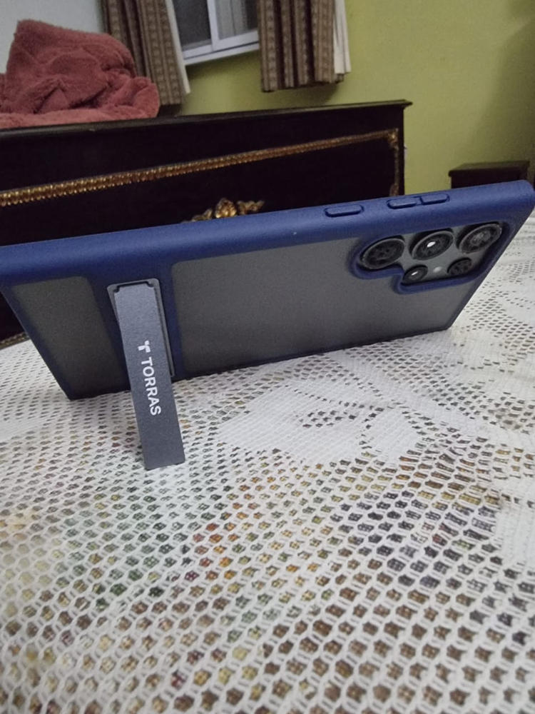 Galaxy S23 Ultra MarsClimber Case with Stand [3-Way Solid Kickstand] [8FT MIL-Grade Shockproof] UPRO Matte Series Translucent Matte by Torras - Dark Blue - Customer Photo From Dr. Muhammad Omar 